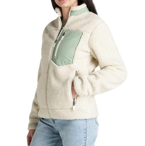 Veste polaire à manches longues pour femmes OEM fermeture éclair complète personnalisée vêtements d'hiver top ventes blocs de couleur coton rempli vente en gros - Product Image 2