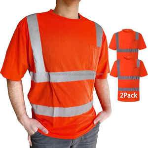 เสื้อยืดนิรภัยพิมพ์โลโก้ตามสั่งสำหรับผู้ชาย ผ้าฝ้าย 100% สะท้อนแสงมองเห็นได้ชัด ระบายอากาศดี มีไซส์ใหญ่ ผลิตในปากีสถาน - Product Image 2