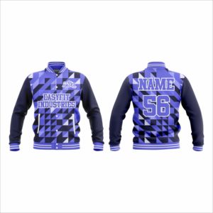 Chaqueta Varsity con Estampado Geométrico para Hombre de Easyfit Industries, Azul Marino, Impresión por Sublimación, Ropa Casual de Otoño - Product Image 1