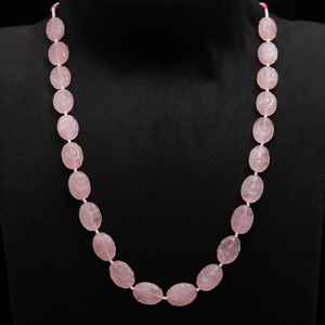 Collier de perles ovales sculptées à la main en Quartz Rose Blush Grace Pierres précieuses roses naturelles pour bijoux faits à la main romantiques et Style élégant - Product Image 1