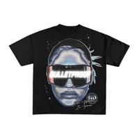 260 GSM 100% coton épais surdimensionné goutte épaule T-Shirt col haut uni blanc personnalisé noir T-Shirt pour hommes motif solide