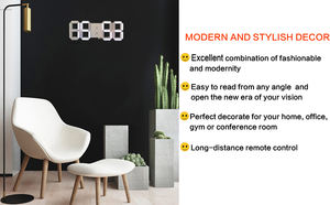 Orologio da Parete Digitale 3D LED con Telecomando, Grande Orologio Moderno con Luce Notturna e Sveglia per Soggiorno - Product Image 4