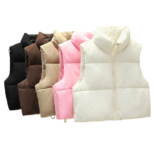 Gilet d'hiver en duvet pour femmes Veste courte en duvet Col montant Gilet épais et chaud Couleur solide Gilet sans manches en coton rembourré Vêtements d'extérieur - Product Image 6