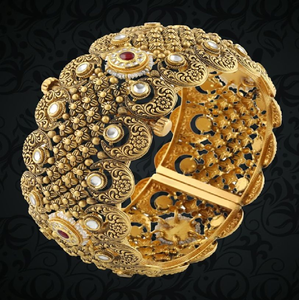 Gorgeous rose gold brass stack with sparkling stone carvings. Perfect for <b>weddings</b> available at wholesale prices. - Product Image 6