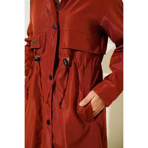 Manteau réversible coréen emblème brodé taille plissée cordon impression imperméable respirant Durable pour l'automne automne printemps - Product Image 3