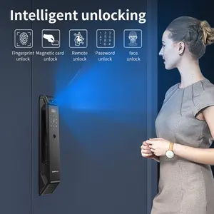 NeweKey Tuya APP Video Intercom Control de teléfono móvil Huella digital Contraseña Situable Home Smart Door Lock