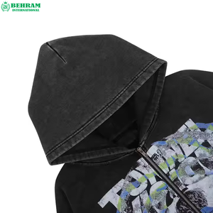 Service OEM Personnalisé – Nouveauté : Sweats à Capuche Unisexe Zippés, Séchage Rapide, Respirants, Effet Délavé, Épaules Tombantes, 100% Coton Molletonné/French Terry - Product Image 3