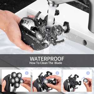 Kit de rasoir électrique sans fil multifonctionnel pour crâne chauve avec cinq lames, étanche et lavable, rechargeable par USB IPX7 - Product Image 5