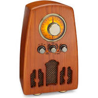 Radio AM/FM Gaya Retro dengan Bluetooth, Eksterior Kayu Ash Veneer Asli Buatan Tangan, Baterai Isi Ulang, Model VR45