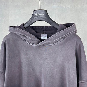 Sudadera con Capucha de Algodón Peinado para Hombre, Diseño OEM Novedoso, Lavado Ácido, Peso Pesado, Color Sólido, Estilo Urbano, 465 Gsm, Efecto Desgastado - Product Image 5