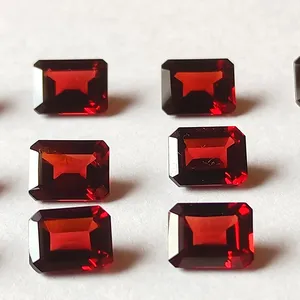 High Quality Garnet Mozambique Loose Emerald Cut Gemstone 7x9mm Octagon Cut Garnet Faceted Gemstones Custom Manufacturer