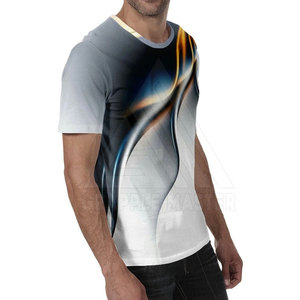 T-shirt OEM personnalisé avec logo, en polyester tricoté de haute qualité, anti-plis, séchage rapide, design par sublimation, vente en gros pour hommes - Product Image 4