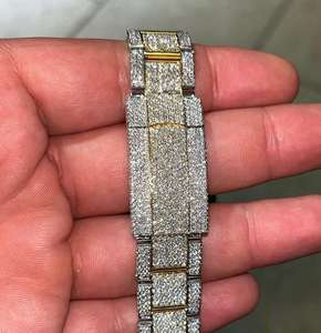 Montre en diamant Moissanite en acier doré haut de gamme mouvement automatique cadran à chiffres romains affichage analogique verre édition limitée - Product Image 3