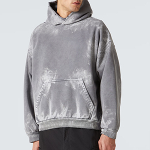 เสื้อฮู้ดดี้สีเทาสำหรับผู้ชายปี 2025 ขายส่งออนไลน์ ปรับแต่งได้ ปักลายได้ ทรงปกติ สไตล์ลำลอง สตรีทแวร์ ลวดลายเรียบๆ มีฮู้ด - Product Image 4