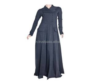 Beautiful Designs ODM Casual Mock Double Buttoned Maxi Abaya with Pleats Organic Cotton Knit <b>Long</b> Sleeve Eco-Friendly <b>Dress</b> Sale - Product Image 2