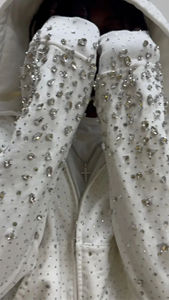 Sweat à capuche zippé streetwear personnalisé en gros, 100 % coton, molleton bouclette, délavé à l'acide, avec personnalisation intégrale en strass - Product Image 3