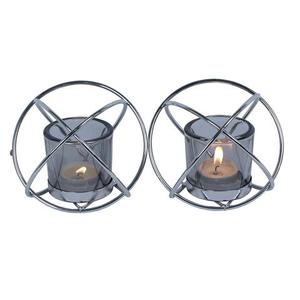 Bougeoir en métal avec revêtement en aluminium noir au design moderne pour la décoration de Noël, de mariage et de fiançailles - Product Image 3