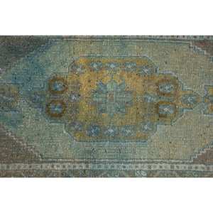 Tapis turc vintage vert bleu-1.6 X 3.9ft Design patchwork en laine de grande surface pour chambre à coucher couloir forme rectangulaire Latex - Product Image 5