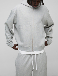 Conjunto Deportivo de 2 Piezas Personalizado de Alta Calidad, Estilo Vintage, en Felpa de Algodón Sólido, con Sudadera con Capucha y Cordón Ajustable y Pantalones Deportivos para Hombre - Product Image 3