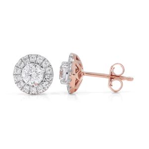 <b>Cute</b> Round Moissanite Flower Design Stud <b>Earrings</b> - Product Image 2