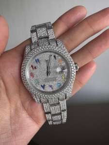 Relojes de Lujo Personalizados con Diamantes Moissanite, Esfera Arcoíris, Acero Inoxidable, Relojes Árabes con Diamantes Moissanite para Hombre - Product Image 5