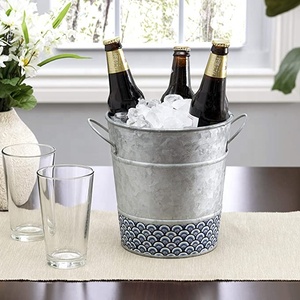 Customizable Galvanized Wine Champagne Chiller, <b>Beer</b> Bucket Or Soft Drink Cooler For Indoor Outdoor Parties - Product Image 2