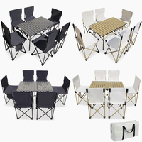 Table de camping et de pique-nique pliable d'extérieur MEIAO en fer et alliage d'aluminium moderne
