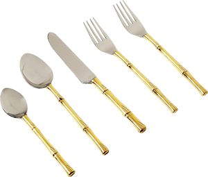 Juego de Cubiertos de Plata de Primera Calidad, Estilo Wabi-Sabi, Chapados en Níquel y Oro, Duraderos, Esenciales para la Cocina y el Comedor - Product Image 6