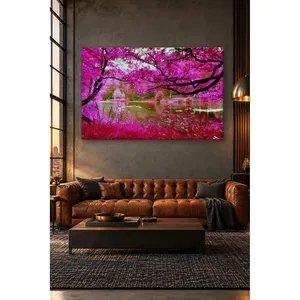 Impression sur toile Fida Pink Leaf Trees and Lakeside - Product Image 5
