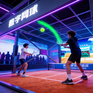 Simulador de <span class=keywords><strong>Tenis</strong></span> Profesional con Proyección AR, Sistema de Entrenamiento Portátil para Interiores, Trayectoria de Pelota Realista, <span class=keywords><strong>Cancha</strong></span> Ajustable - Product Image 1