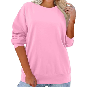 Sudadera en blanco Lisa para mujer, cuello redondo, mangas completas, tela de lana de algodón suave, logotipo personalizado, bordado/impresión, producto OEM - Product Image 1