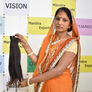 Extensiones de Cabello Humano al por Mayor, Cabello Virgen con Cutícula Alineada, Cabello Indio Crudo, Largo, Negro, Liso, Sin Químicos, con Doble Trama - Product Image 2