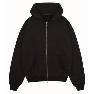 2025 Street Cropped Fit 350gsm algodón francés Terry Zip Hoodie Heavyweight Plain Zip Vintage ácido lavado sudaderas con capucha desgastadas - Product Image 2