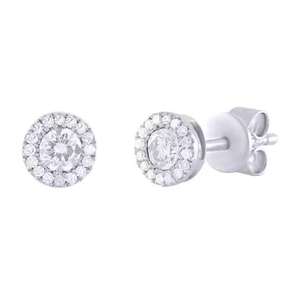 Elegant Yellow Rhodium Plated 925 Sterling <b>Silver</b> Circular <b>Stud</b> <b>Earrings</b> Trendy Style Fine Jewelry Lab Grown Diamond for Women - Product Image 6