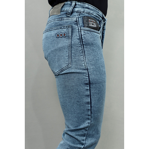 กางเกงยีนส์ผู้ชายทรงกลาง ยืดได้ สีเขียวเทา คุณภาพดี 100% สำหรับผู้ชาย - Product Image 3