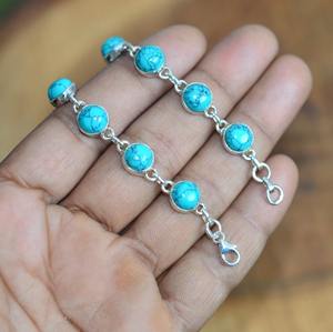 เครื่องประดับสำหรับผู้หญิงกำไลข้อมือเงินสไตล์ Boho 925เครื่องประดับเงินเทอร์ควอยซ์พลอยเทอร์ควอยซ์ของขวัญ - Product Image 2