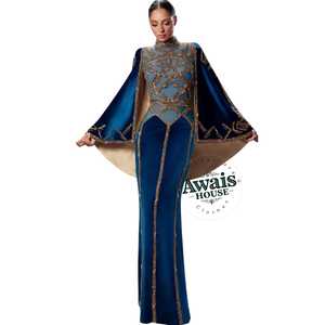 ชุดเดรสมุสลิมสำหรับผู้หญิงชุดเดรสดูไบคาฟตันขนาดใหญ่พิเศษผ้าชิมเมอร์ประดับลูกปัดชุดแต่งงานทำด้วยมือทำจากโพลีเอสเตอร์ - Product Image 4