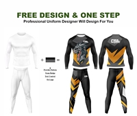 Conception personnalisée impression numérique BJJ, MMA et Wrestling Rush Guard ensemble sortie d'usine vente en gros combinaison de compression respirante pour hommes