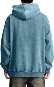 เสื้อฮู้ดผู้ชายทรงหลวมแขนยาวฟอกสีกรด, เสื้อมีฮู้ดผู้ชายไซส์ใหญ่พิเศษเสื้อผ้าแนวสตรีทแวร์ทำจากผ้าฝ้าย100% - Product Image 3