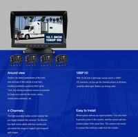 Système de caméra de vision nocturne pour véhicule camion 10,1 pouces AHD 4CH avec écran partagé Quad Surveillance vidéo DVR Moniteur de voiture