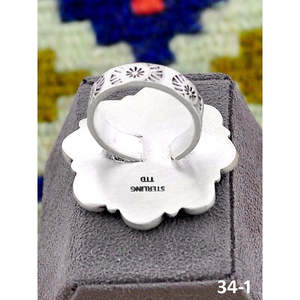 Bague ajustable en argent sterling plaqué or rose et turquoise, sertie clos, faite à la main, style Southwest Golden Hills, taille unique, cadeau - Product Image 3
