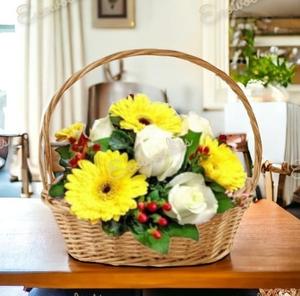 <b>Round</b> with Handle Bamboo <b>Basket</b> for Gift Decoration Bamboo Fruit & Vegetable <b>Basket</b> Decoration Rattan Flower <b>Basket</b> for Gift - Product Image 5