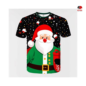 Sólido Simple lavado frontal de alta calidad personalizado impreso camisas de Navidad sublimación Navidad - Product Image 6