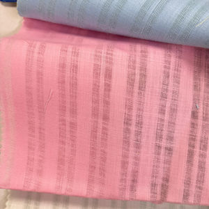 Tela de camisa tejida a rayas de algodón de lino 58mm de ancho hilo liso teñido para niños y niñas Material de disfraces de compradores internacionales - Product Image 1
