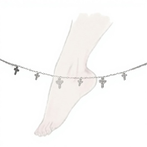 CUCOCUCA YFB A031 P Cavigliera alla moda in acciaio inossidabile placcato argento, misura regolabile, da indossare ogni giorno per l'estate/primavera, spedizione UE in 48 ore - Product Image 1