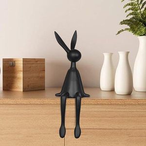 รูปปั้นกระต่ายทำจากเรซิ่นสไตล์มินิมอลที่ทันสมัยการตกแต่งรูปสัตว์ที่สวยงามและทันสมัยสำหรับห้องนั่งเล่นหรือพื้นที่ทำงาน - Product Image 1