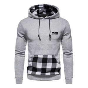Sudadera con Capucha para Hombre INDEX, Diseño a Cuadros Grises con Bolsillo, Corte Ajustado, Informal, para Otoño, Tejida en Poliéster y Algodón - Product Image 1