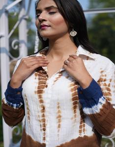 เสื้อมัดย้อมผ้าฝ้ายของผู้หญิงแบบพรีเมี่ยมเสื้อแขนยาวแบบติดกระดุมด้านหน้าได้อย่างง่ายดายทันสมัยสำหรับฤดูร้อน - Product Image 4