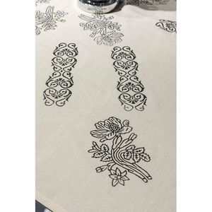 100% Organic Raw Cotton Classic ROSEHAN <b>Tablecloth</b> Magnolia Hand Printed Floral Eco-Friendly Dining Cover 155x155 for Home Use - Product Image 3
