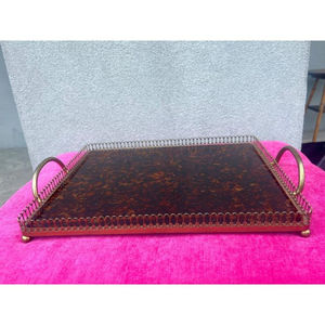 Plateau de service à chocolat en corne de grande taille de conception tendance classique plateau de nourriture en résine métallique de forme personnalisée qualité supérieure - Product Image 5